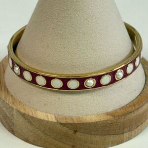 Kate Spade Spot The Spade Red Rust & Pearl Enamel Bangle Bracelet